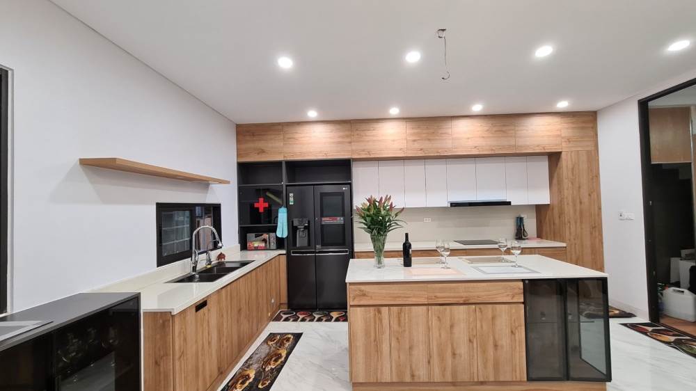 Tủ bếp nhôm vân gỗ