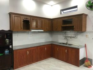 Tủ Bếp Nhôm Vân Gỗ Gold Door