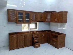 Tủ Bếp Nhôm Vân Gỗ Queen Việt