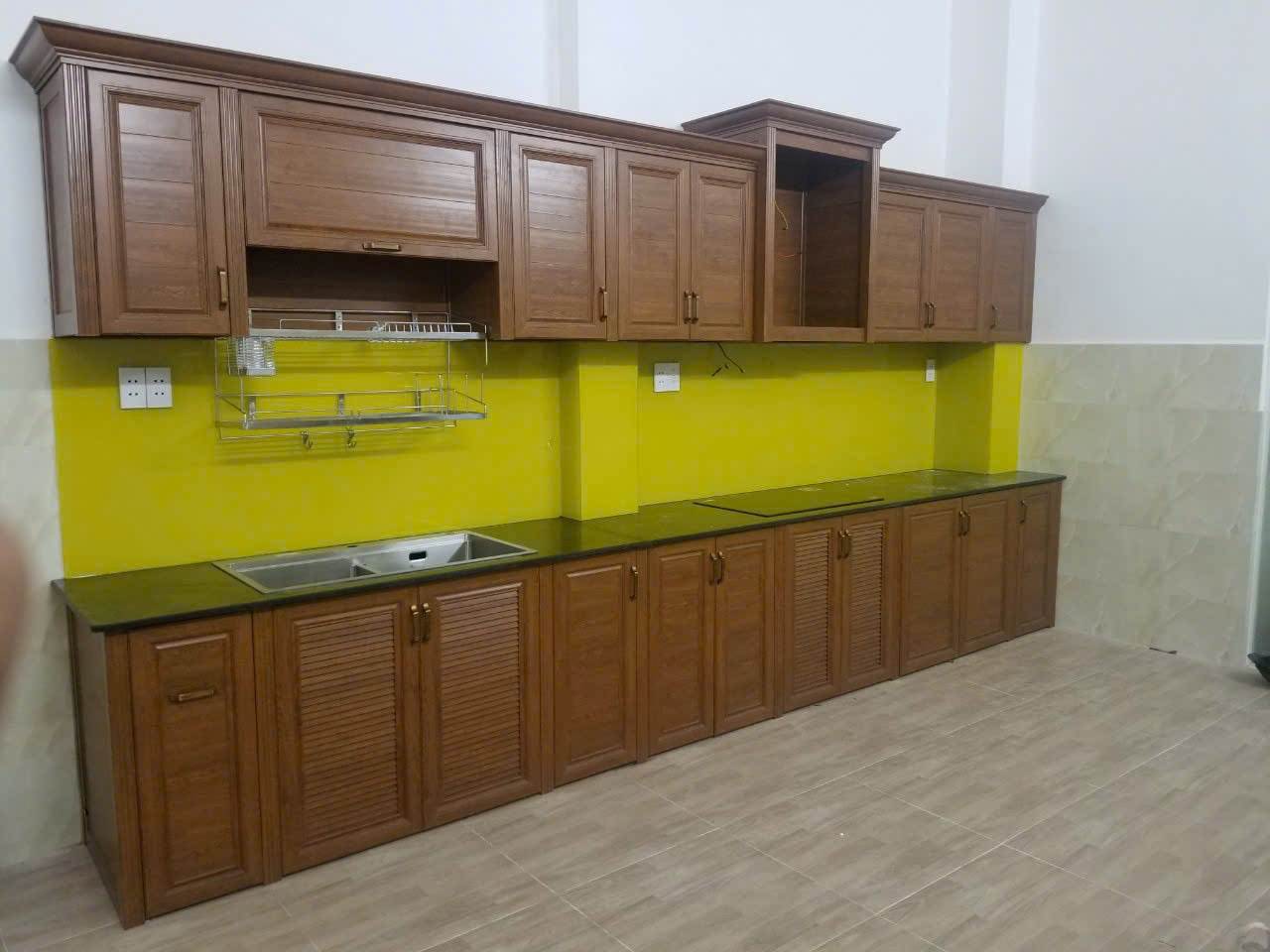 Tủ Bếp Nhôm Vân Gỗ Grando
