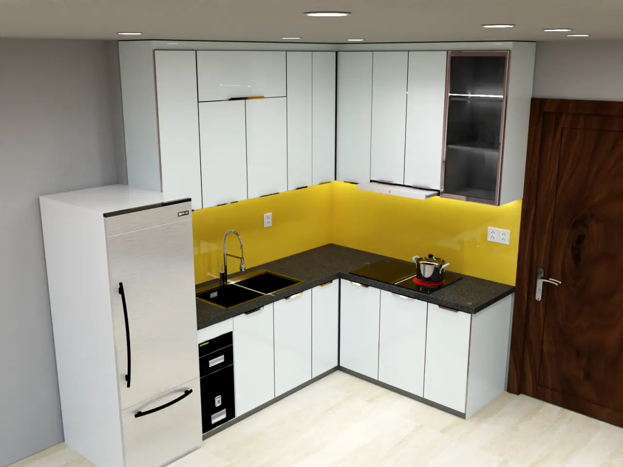 Mẫu Tủ Bếp Nhôm Kính Đẹp