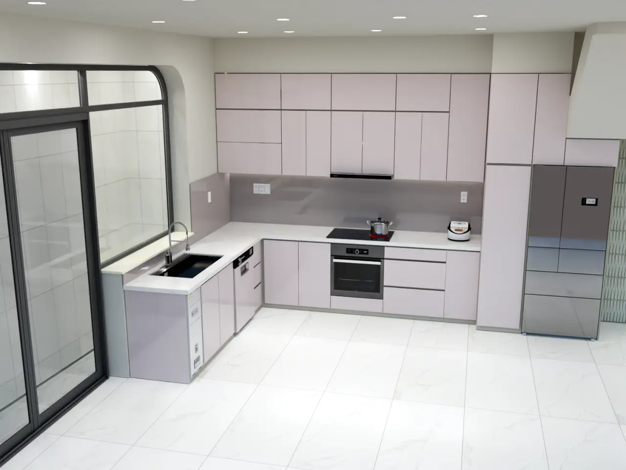 Tủ Bếp Nhôm Kính Sơn Tĩnh Điện