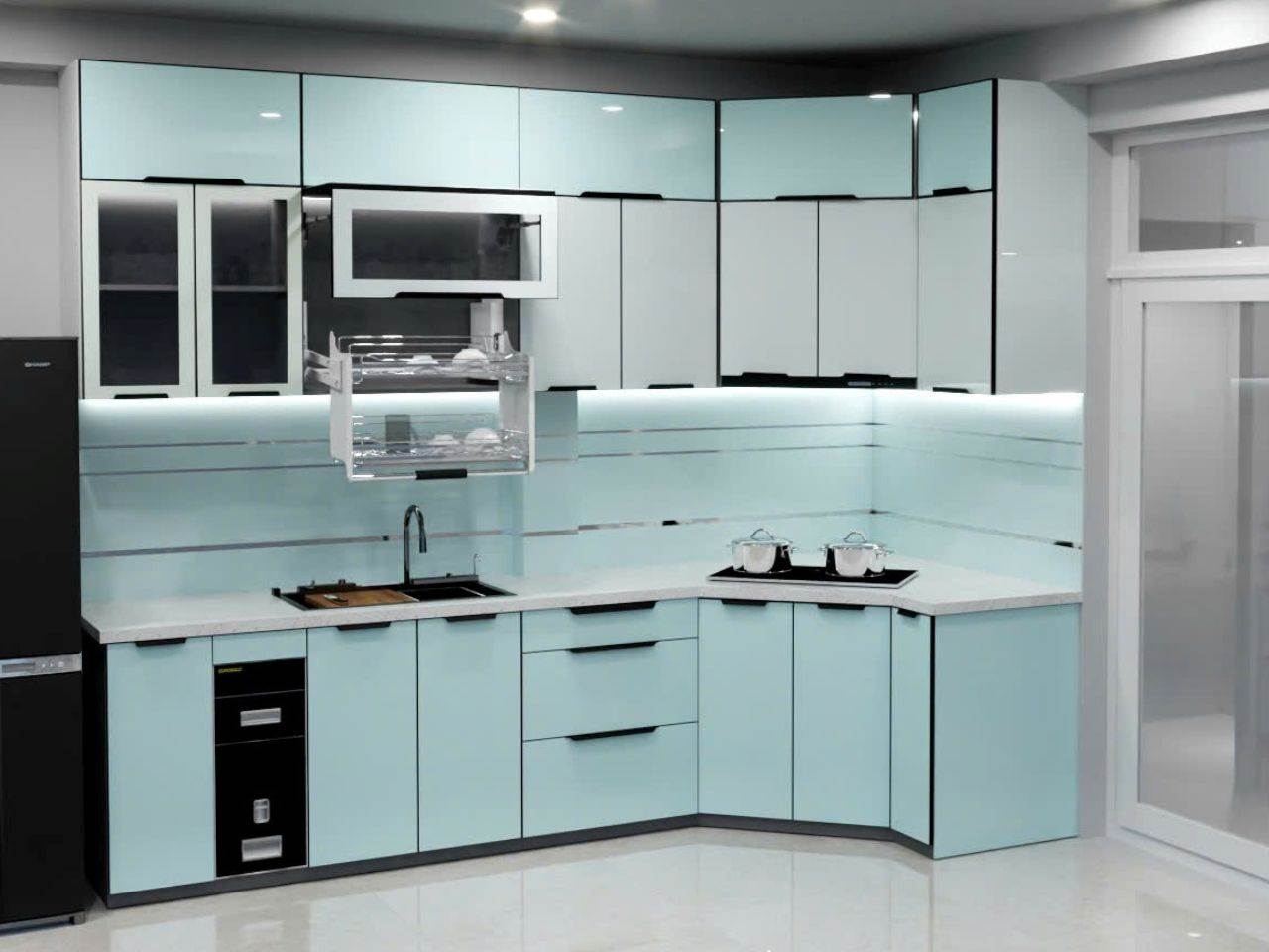 tủ bếp góc bát giác