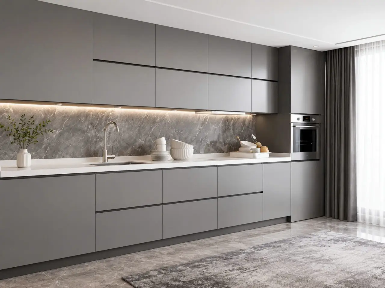 tủ bếp inox cánh kính