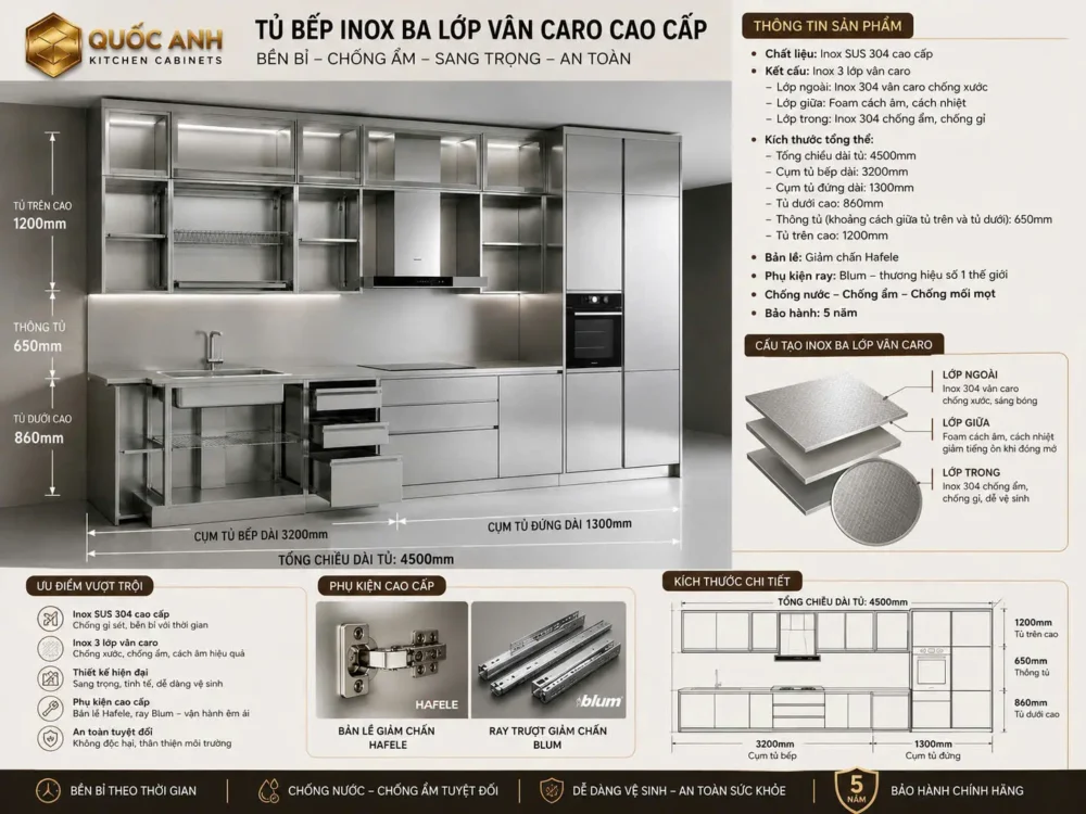 tu-bep-inox-van-caro Tủ Bếp Inox Cánh Kính