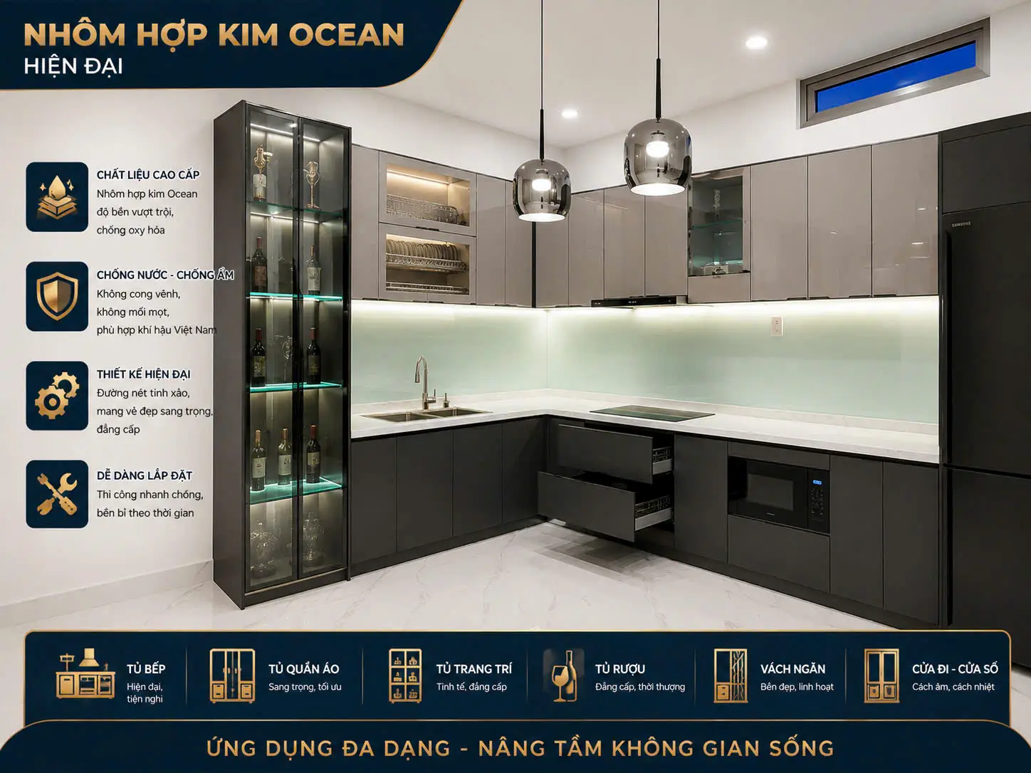 tu-bep-nhom-ocean (5) Tủ Bếp Nhôm Ocean Luxury